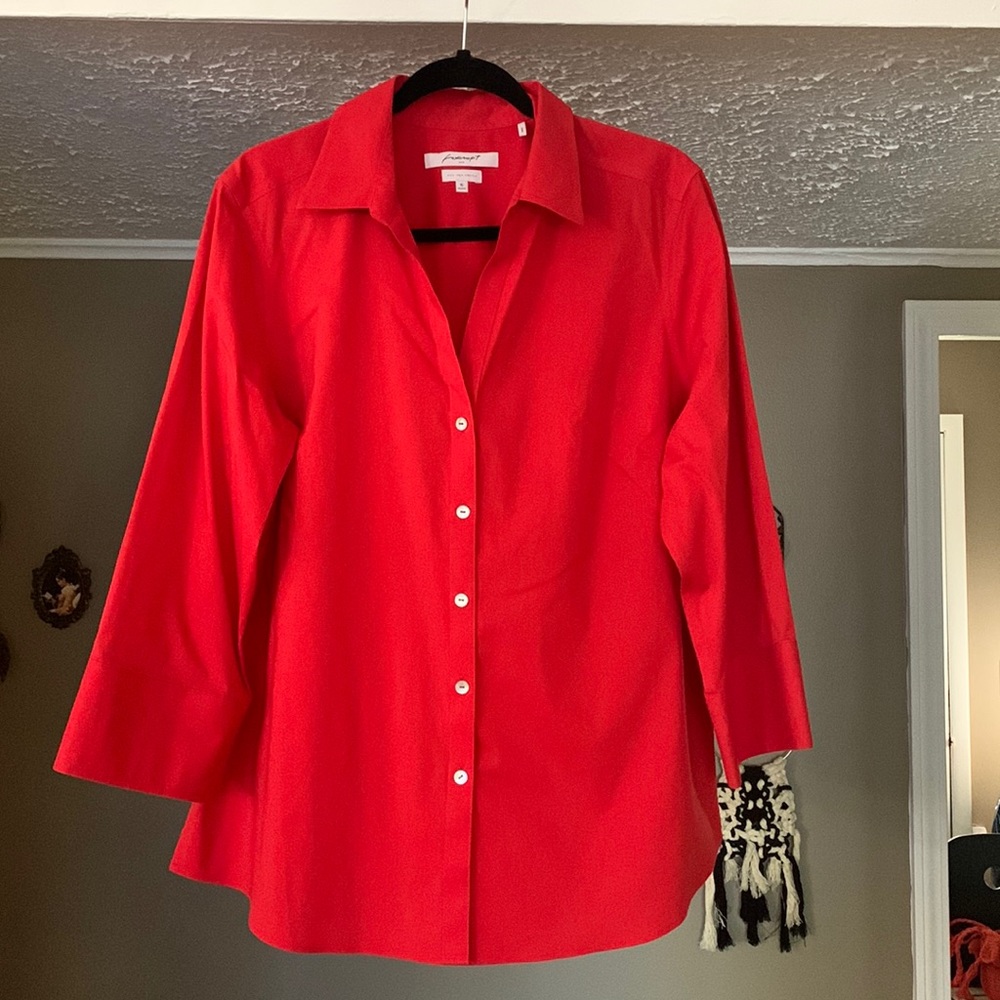 Foxcroft non iron red blouse